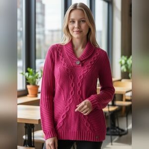 DKNY cableknit sweater women size L